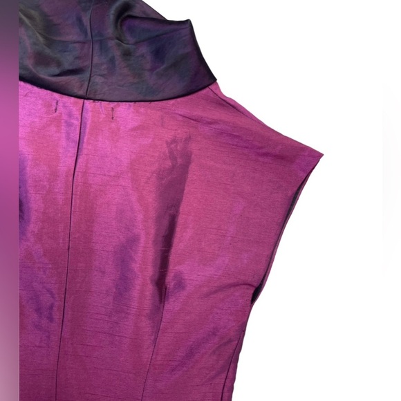 SATRI LOU COLLECTION PURPLE COWL NECK ABOUT KNEE XS DRESS TEXTURED SILK CREPE - Picture 10 of 11